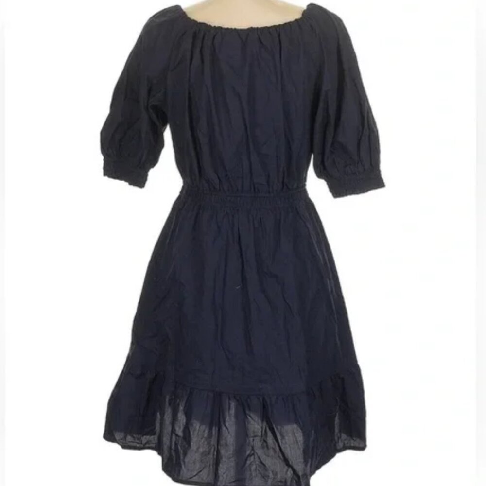 Gap Navy Blue Puff Sleeve Elastic Neck Dress L